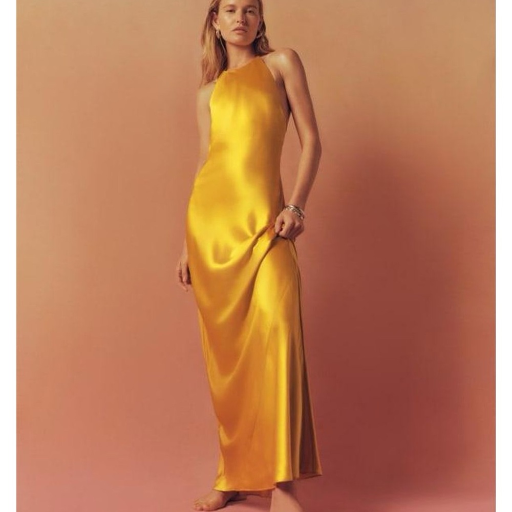 Jeany Halter Reformation Silk Dress